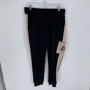 Reebok Women's Black Fleece Level Up Cargo Athletic Gym Jogger Sweatpants Size L